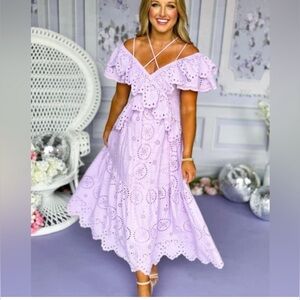 Elegant Lavender Off-Shoulder Dress
